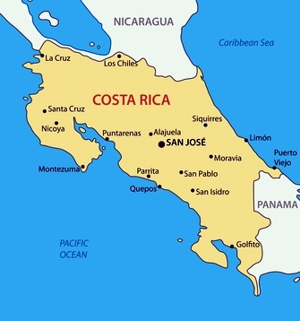 Navi mieten Costa Rica Kartenübersicht